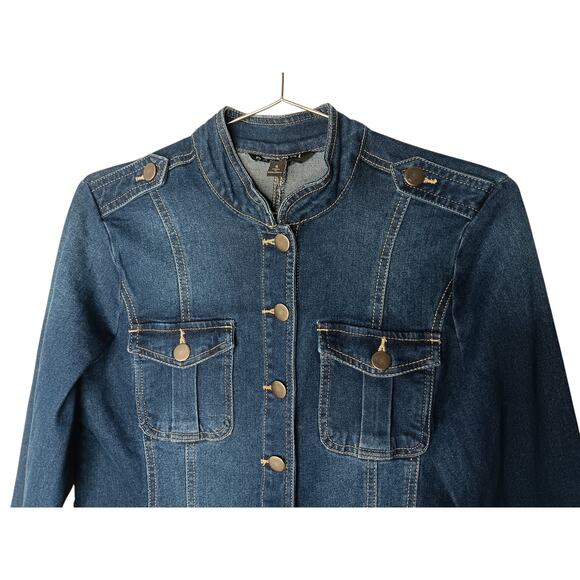 New Baccini Denim Jacket Blue Size Small Classic Button Front Casual Jean - Picture 5 of 14